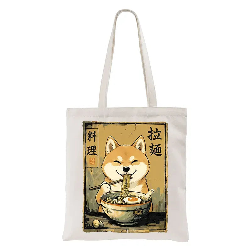 yellow black bird canvas tote