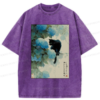 Hydrangea cat t-shirt for gift for her