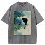 Hydrangea cat t-shirt for gift for her