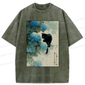 Kyoto-Lion Like This Flower, We All Die-Hydrangea&Cat Washed T-Shirt