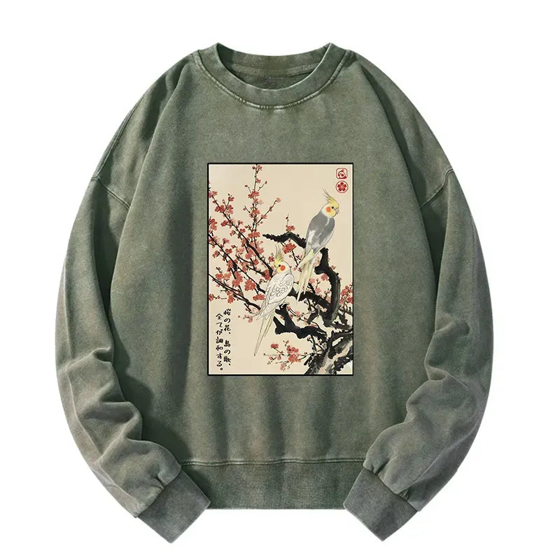 unisex japanese washed sweatshirt for vacation