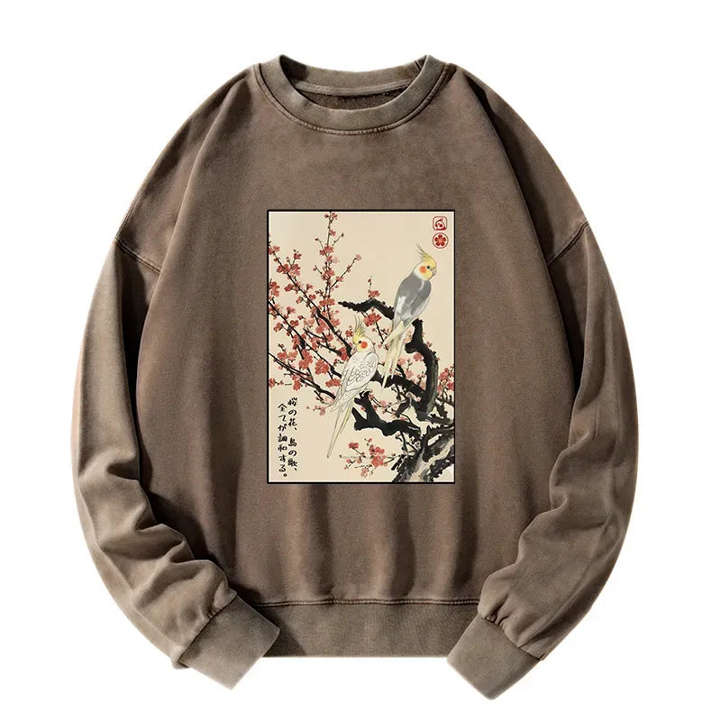 japanese vintage washed sweatshirt for daily wear