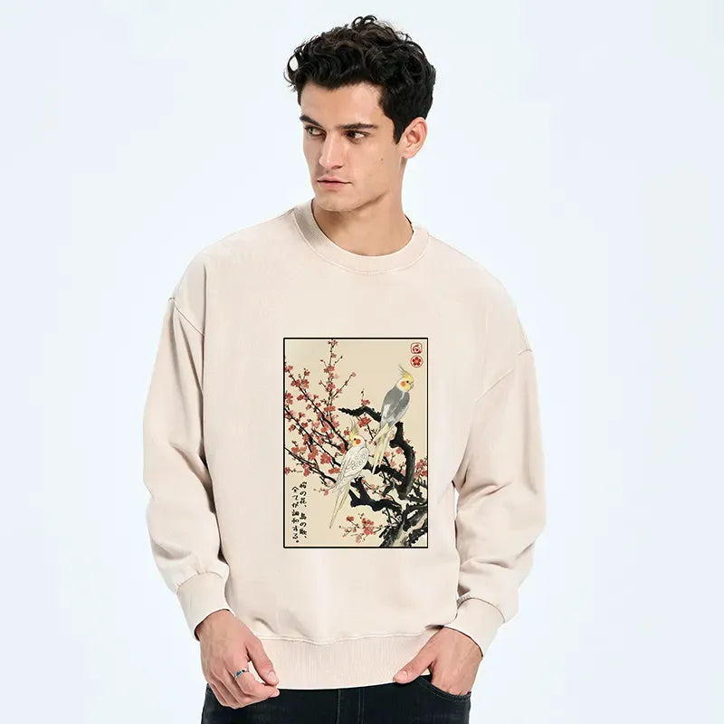 unisex japanese washed sweatshirt for vacation