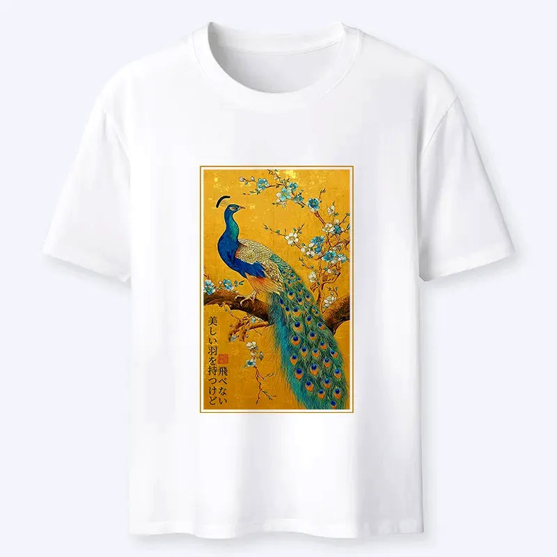 Peacock Japanese Classic T-Shirt for Daily Wear