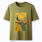 Japanese Culture Peacock T-Shirt for Summer