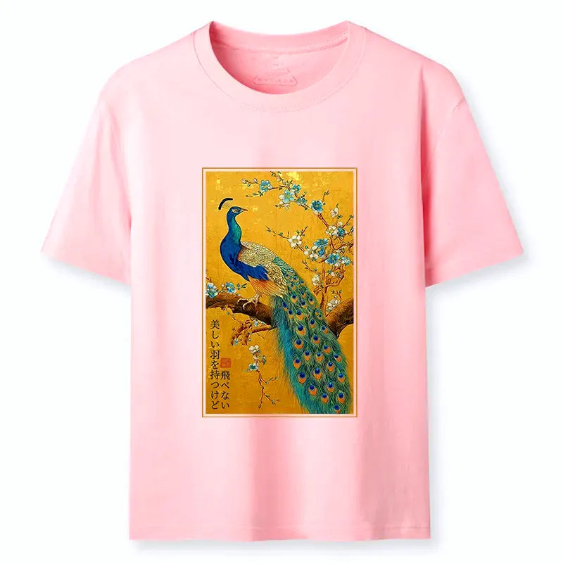 Peacock Japanese Classic T-Shirt for Daily Wear