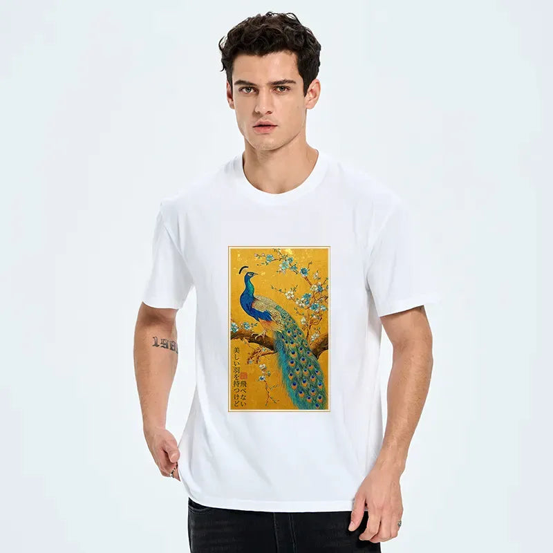 Peacock Japanese Classic T-Shirt for Daily Wear