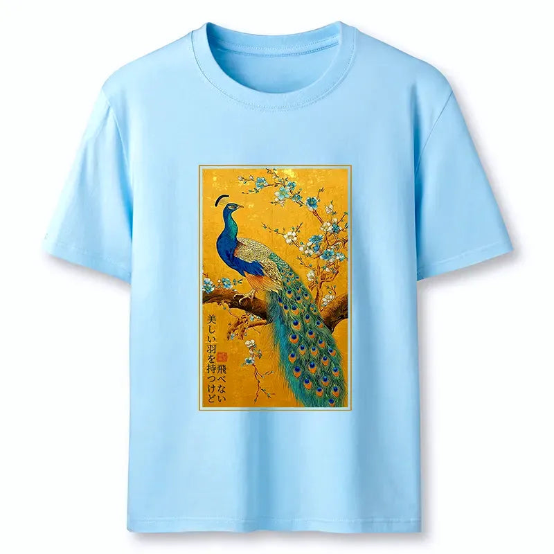 Peacock Japanese Classic T-Shirt for Daily Wear