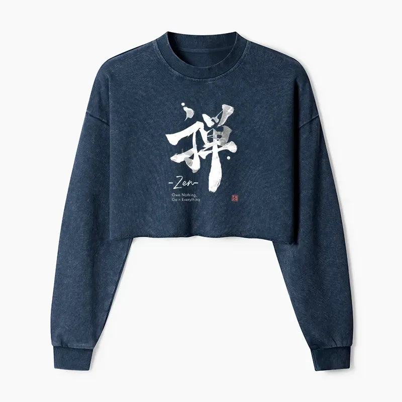 Washed vintage crop sweatshirt comfortable
