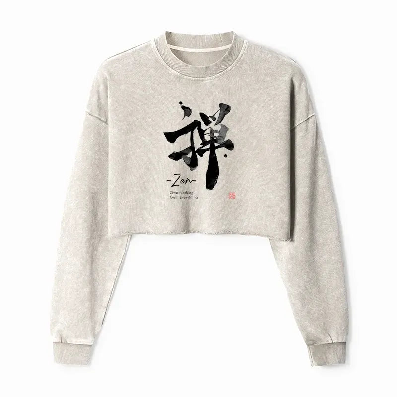 Washed vintage crop sweatshirt comfortable