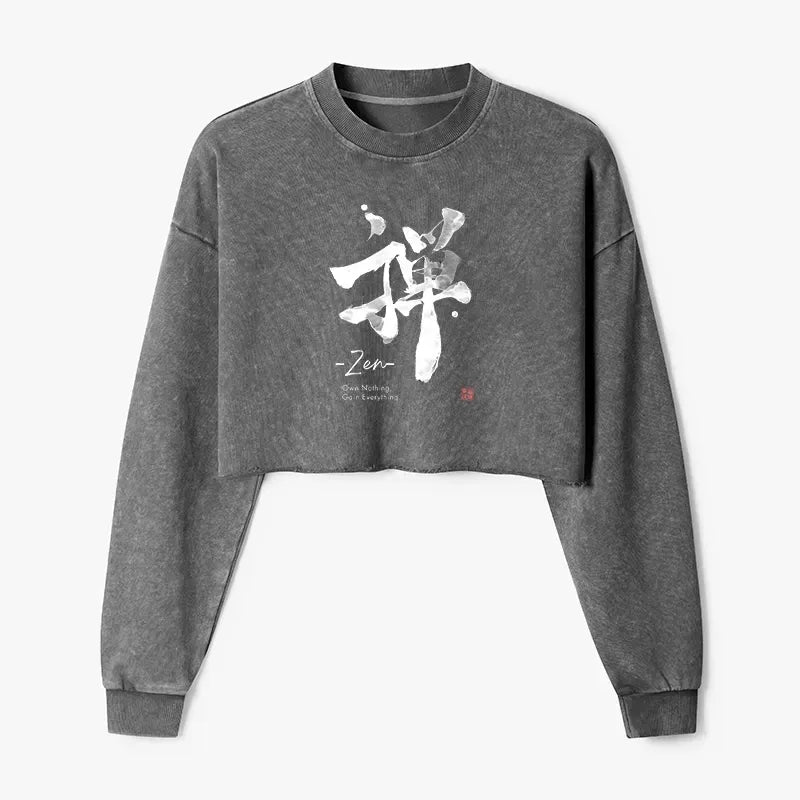 Washed vintage crop sweatshirt comfortable