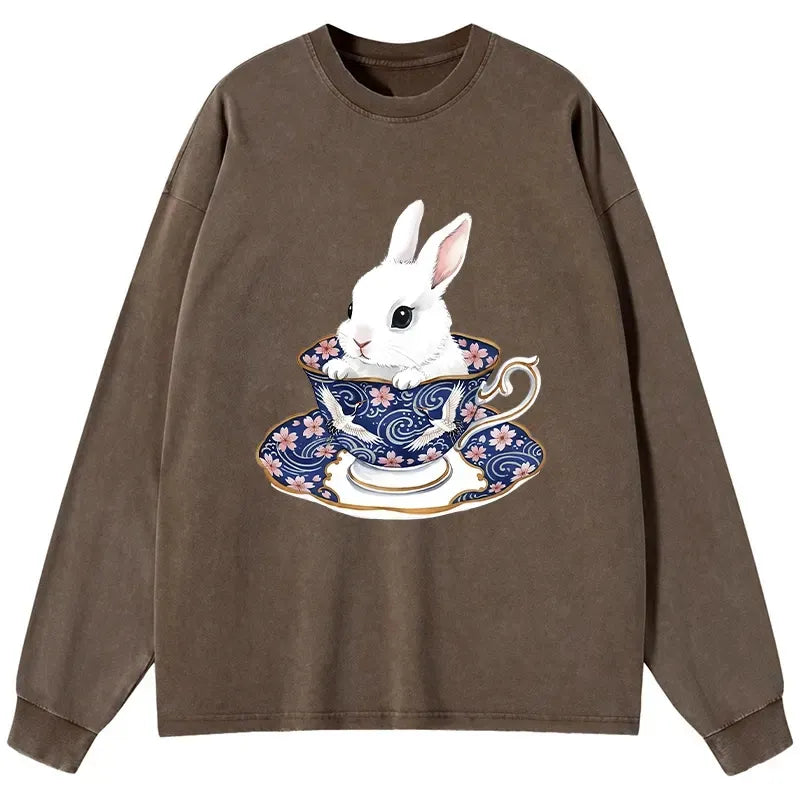 Rabbit Tea Set Tee for Daily Casual Wear