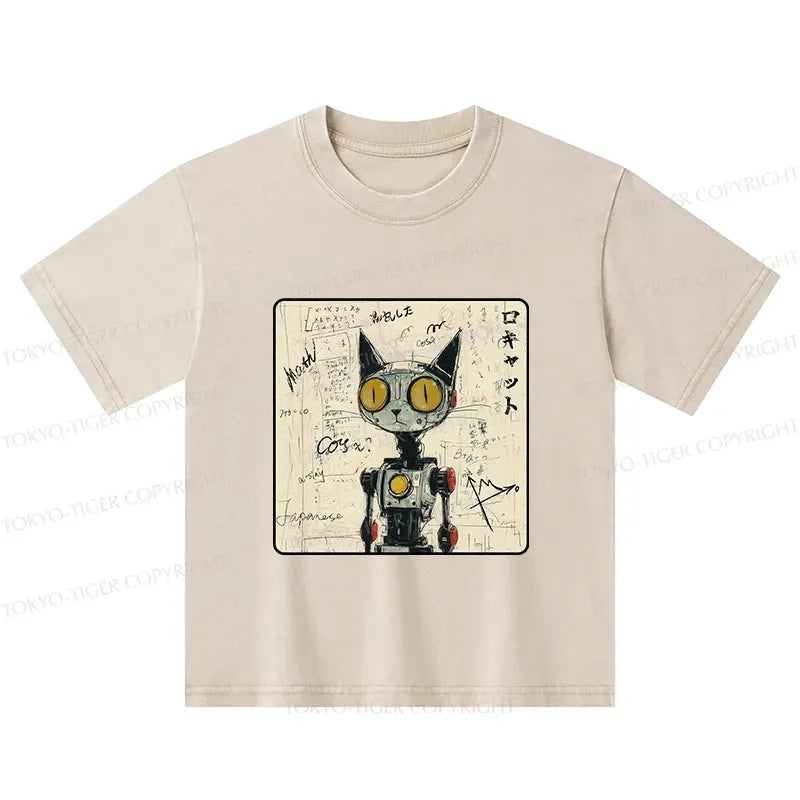 Washed Kyoto Robot Cat T-Shirt On Sale for Kids