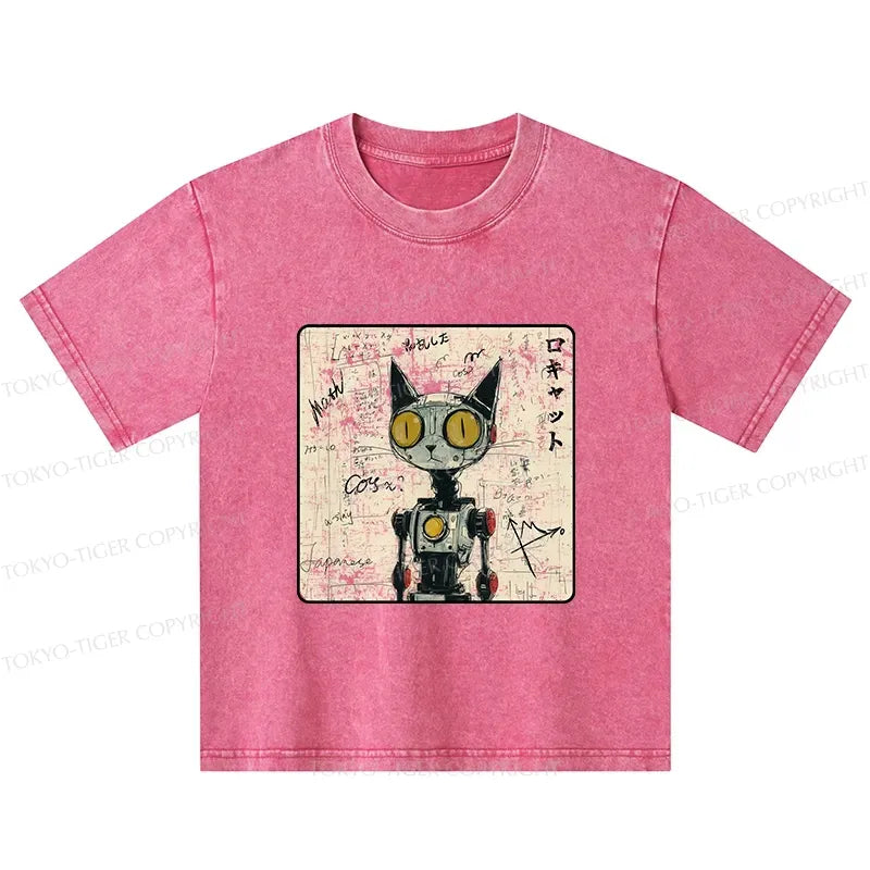 Japanese Robot Cat Kids T-Shirt for Daily Wear
