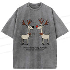 Kyoto-Lion A Reindeer's Doubt: Rudolph's Red Nose Washed T-Shirt