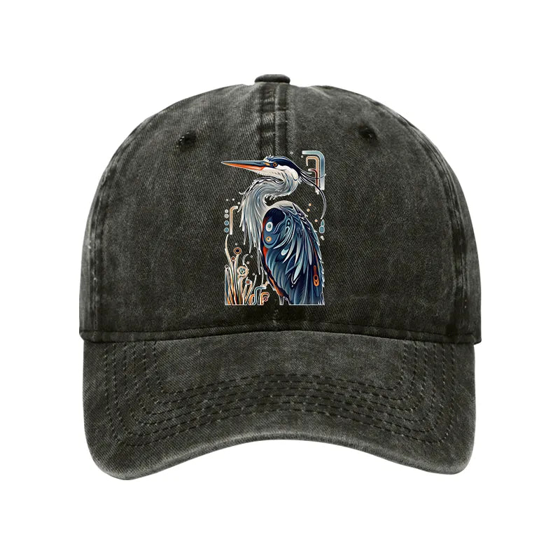 Kyoto-Lion Stylish Blue Heron Washed Cap
