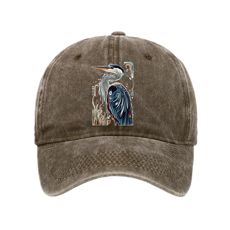 Kyoto-Lion Stylish Blue Heron Washed Cap