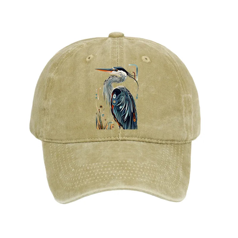 Kyoto-Lion Stylish Blue Heron Washed Cap