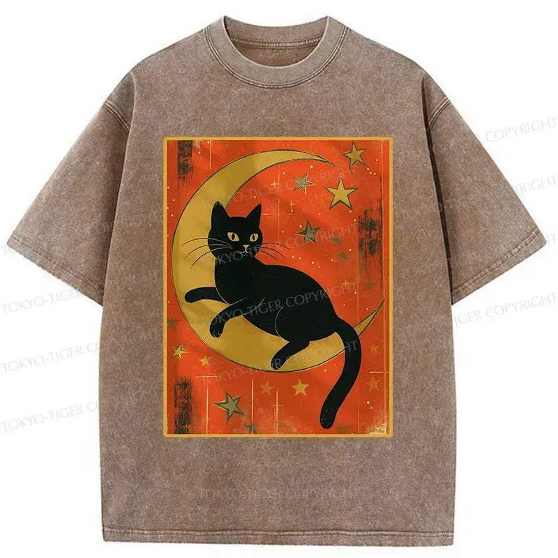 Black Cat Moon Ukiyo-e T-Shirt Best Seller