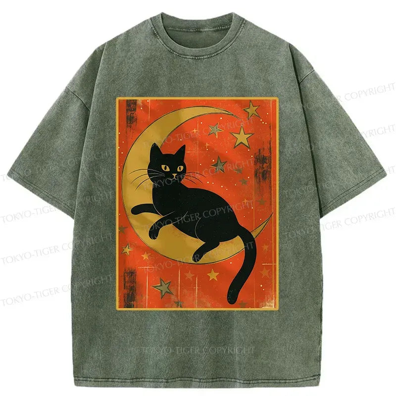 Black Cat Moon Ukiyo-e T-Shirt Best Seller