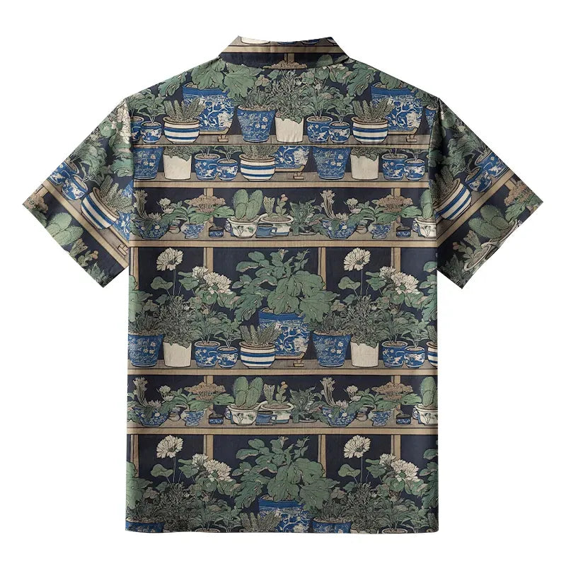 Retro Potted Plants Aloha Shirt for Summer