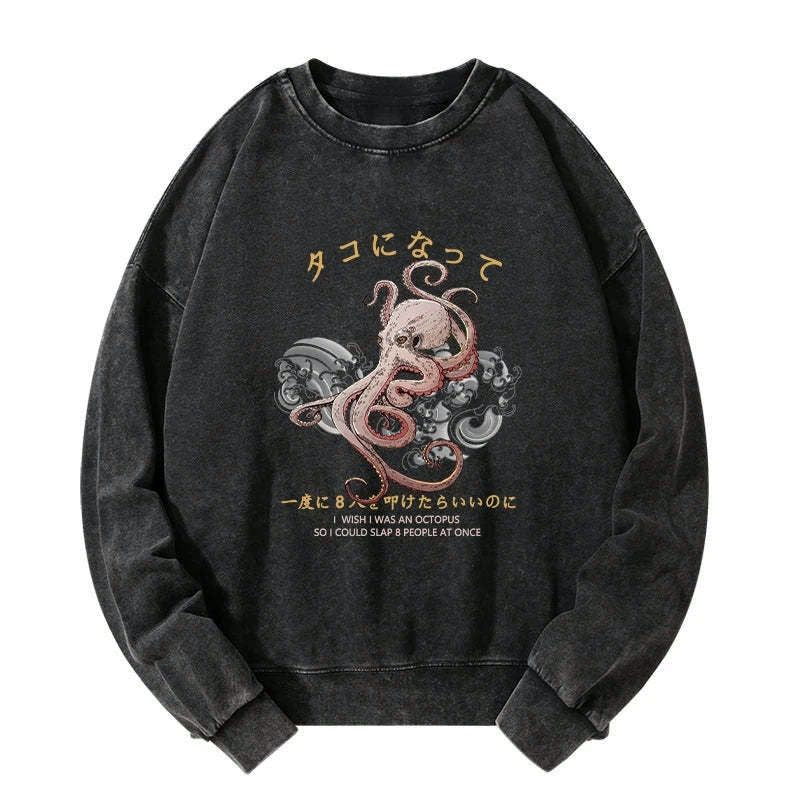 Japanese Octopus Washed Sweatshirt for Men