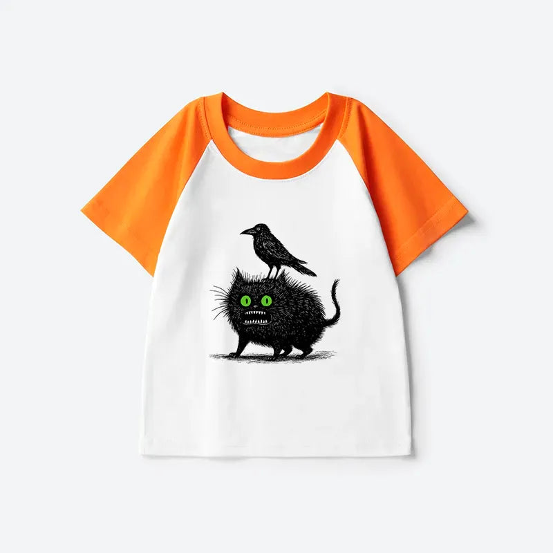 Japanese Style Crow Cat Kids T-shirt