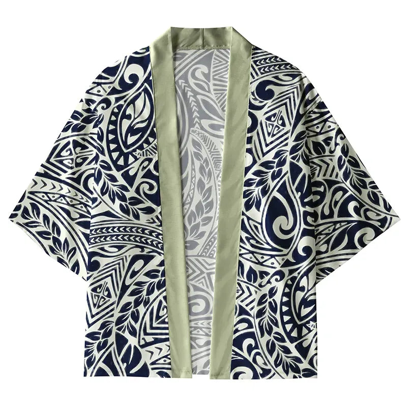 japanese lion wave pattern kimono cardigan