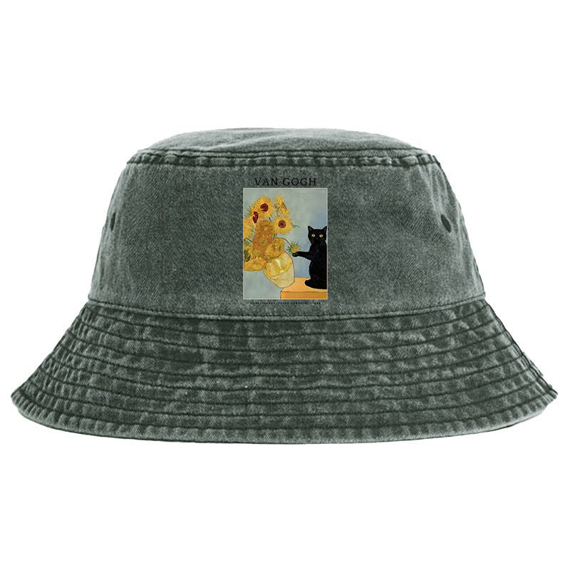 Black cat sunflower hat best seller