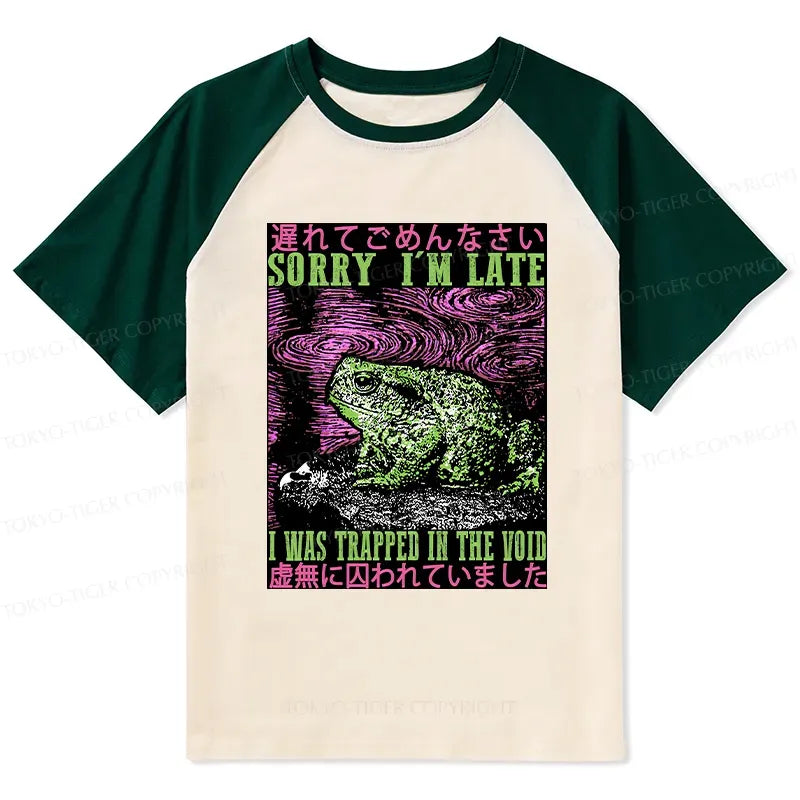 Japanese Frog Raglan T-shirt for Daily Wear