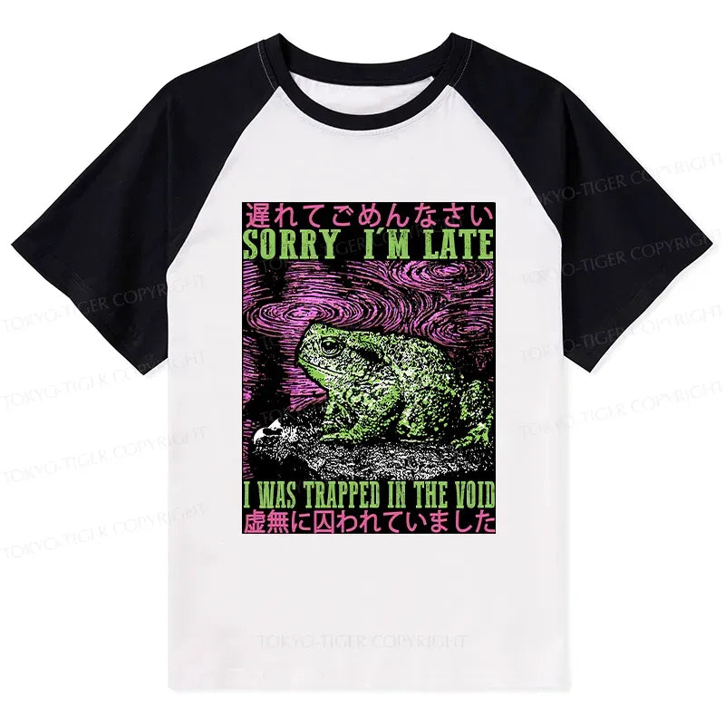 Japanese Frog Raglan T-shirt for Daily Wear