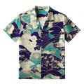 Kyoto-Lion Gold Stroke Flowers Aloha Hawaiian Shirt