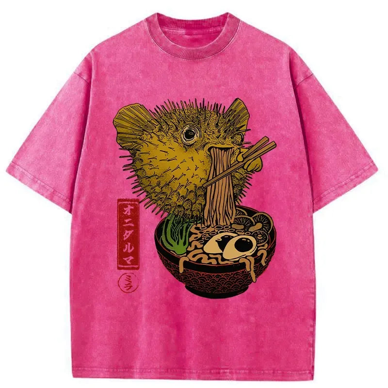 japanese fugu washed t-shirt trendy streetwear