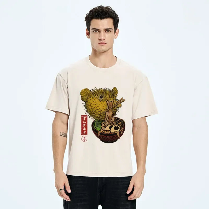 japanese fugu washed t-shirt trendy streetwear