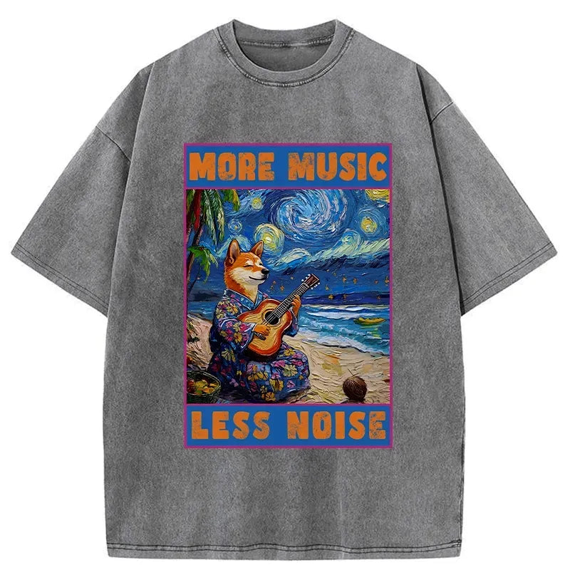 Kyoto-Lion More Music Less Noise Washed T-Shirt