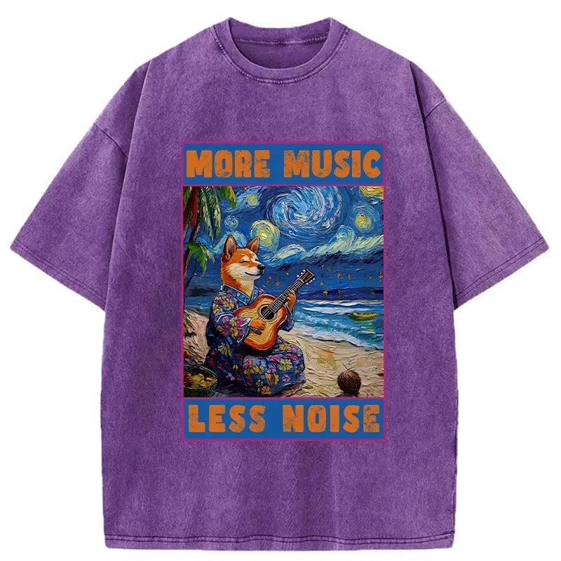 Kyoto-Lion More Music Less Noise Washed T-Shirt