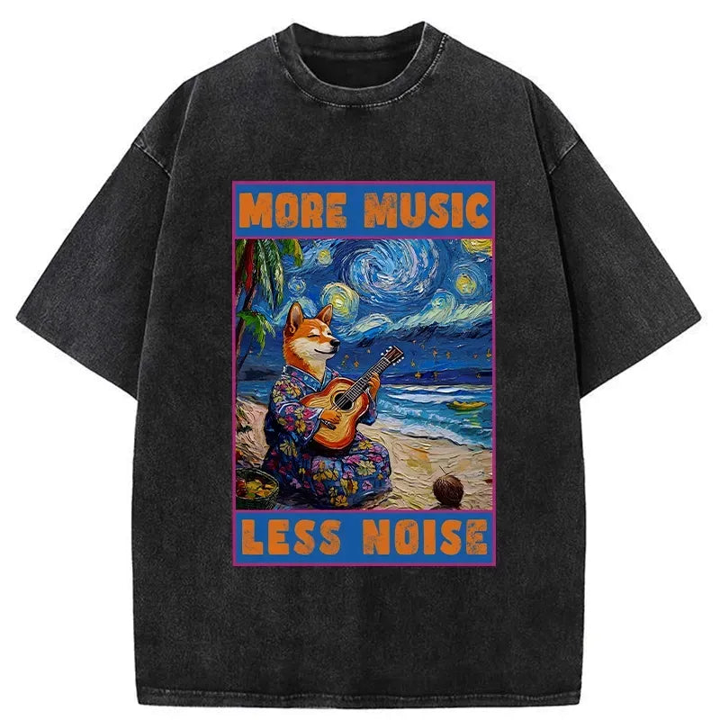 more music less noise trendy t-shirt