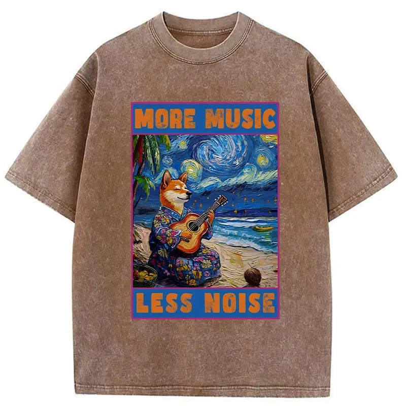 more music less noise trendy t-shirt