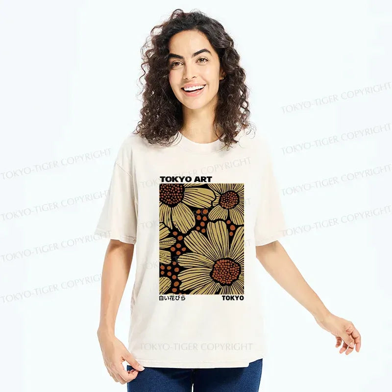 Unisex Washed T-Shirt with Japanese Art