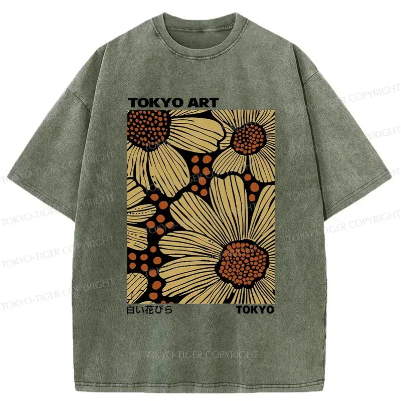 Kyoto-Lion Tokyo Flower Art Washed T-Shirt