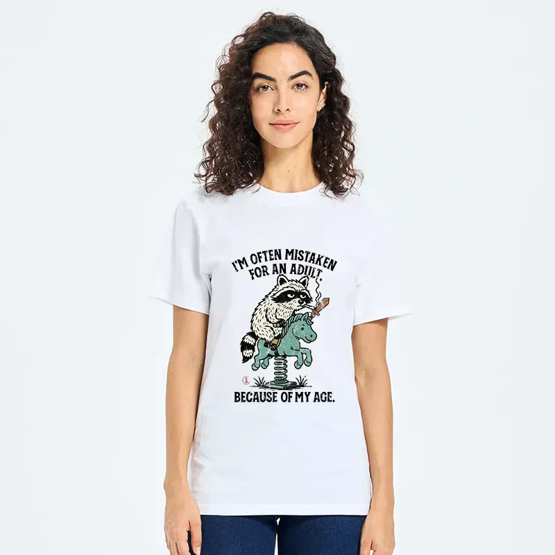 funny raccoon horse meme unisex t-shirt