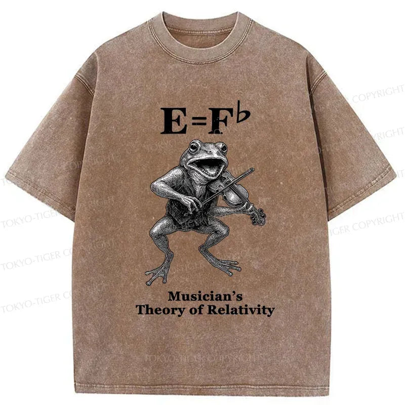 Kyoto-Lion Frog Playing The Violin Washed T-Shirt