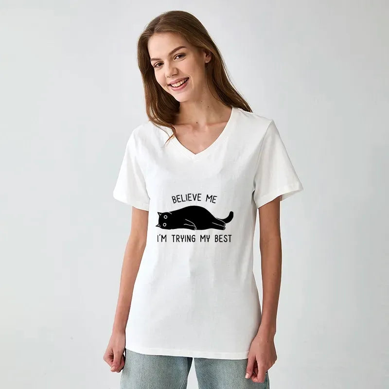 Japanese Vintage V-Neck T-Shirt for Daily Wear