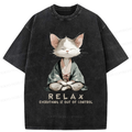 Japanese Zen Cat Relaxed Fit Tee