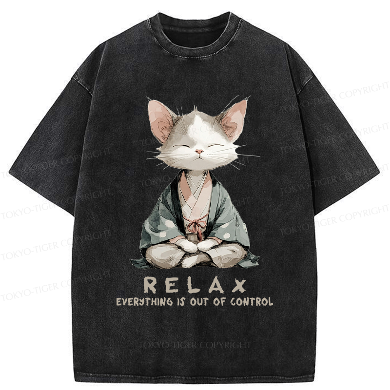 Japanese Zen Cat Relaxed Fit Tee