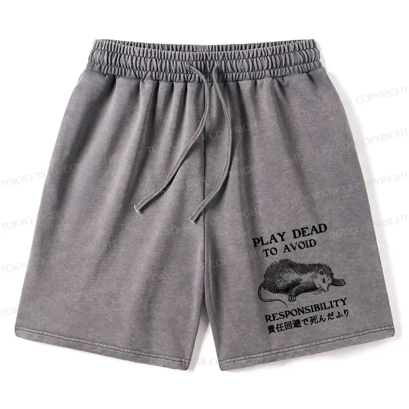 Kyoto-Lion Play Dead To Avoid Responsibility Washed Shorts