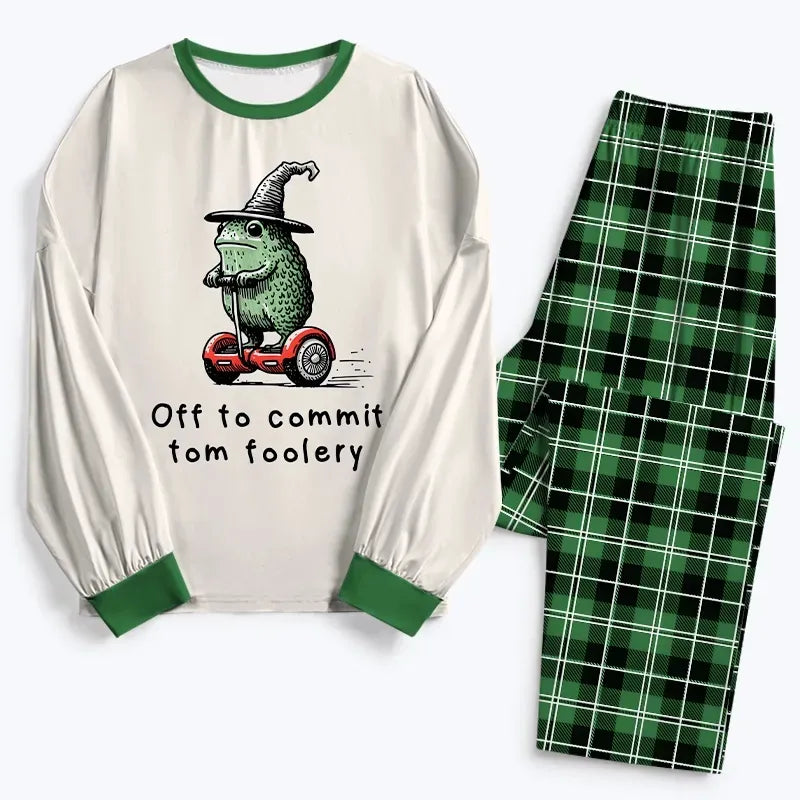 frog riding scooter pajama set for family