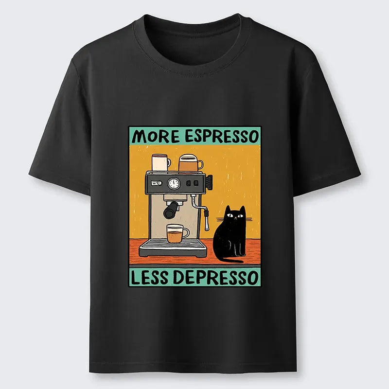 Kyoto-Lion More Espresso Less Depresso Cute Cat Classic T-Shirt