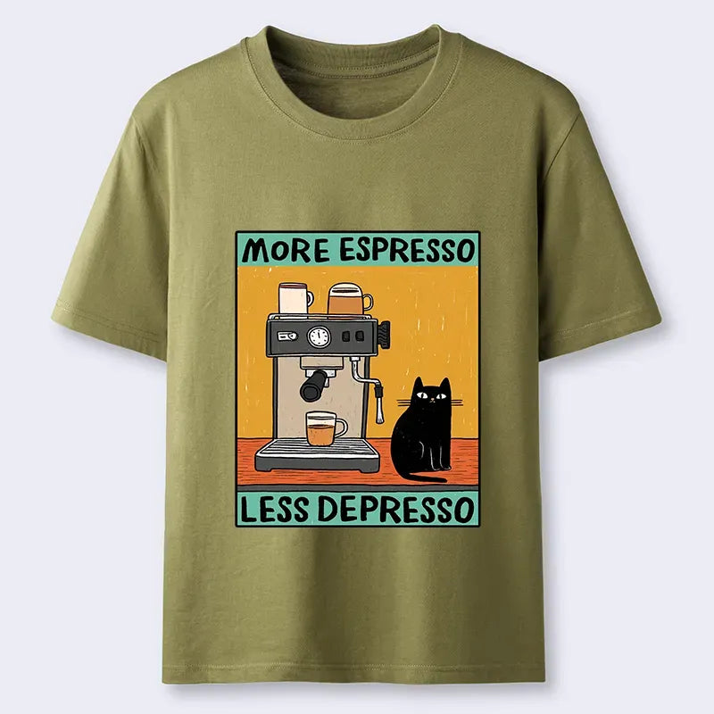 Kyoto-Lion More Espresso Less Depresso Cute Cat Classic T-Shirt