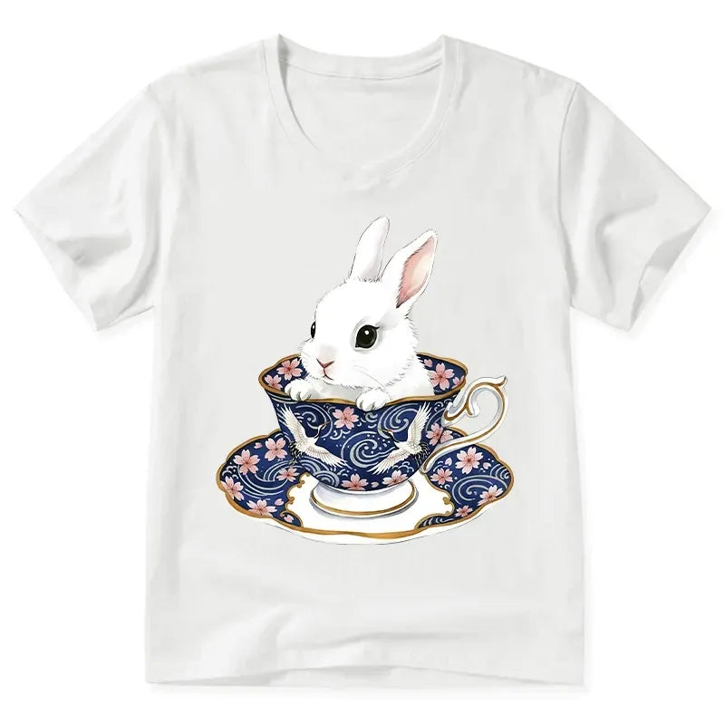 Kyoto-Lion Cute Rabbit Tea Set V-Neck Classic T-Shirt